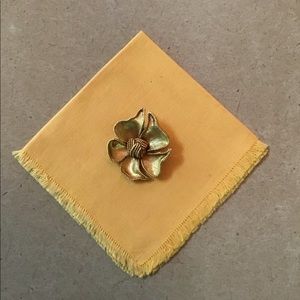 Vintage BSK Brushed Gold Floral Brooch